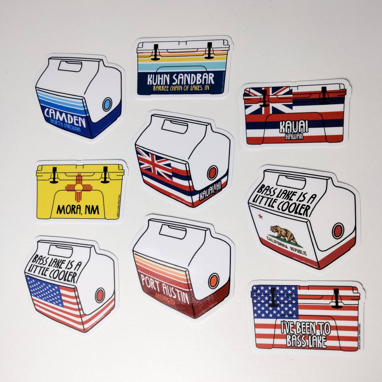 Cooler Souvenir Sticker with Your City, Beach or State