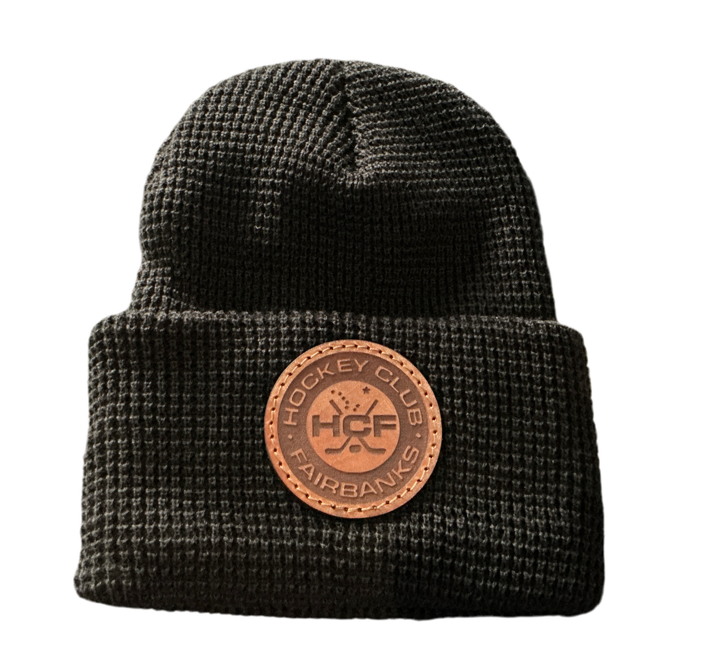 HCF leather beanie