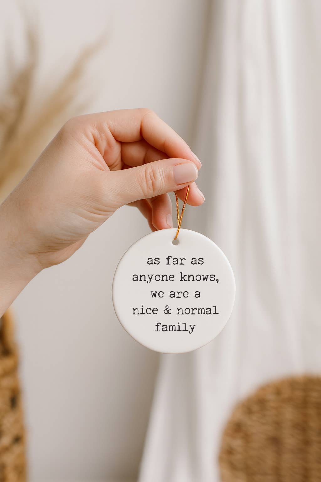 Funny "Nice Normal Family" Christmas Ornament