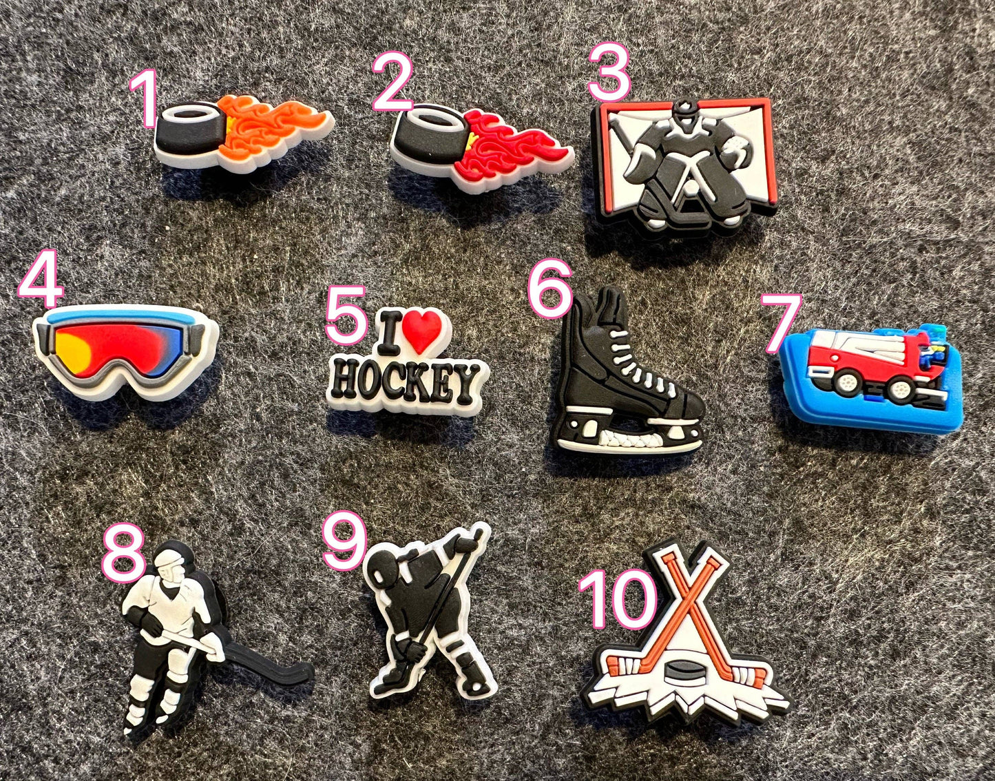 Pick your own Hockey theme shoe charms