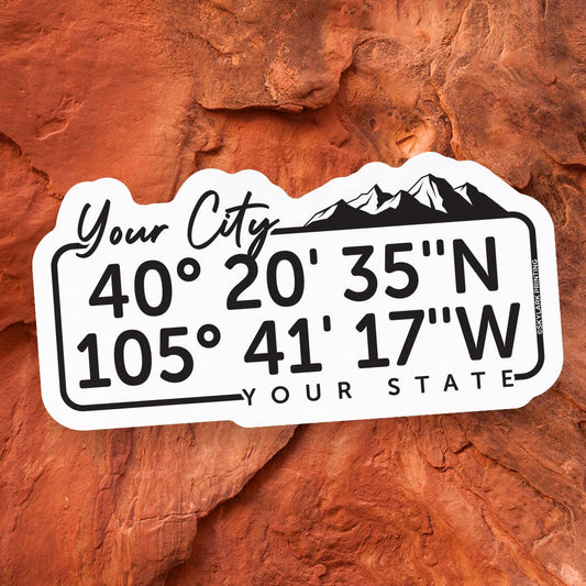 Your Coordinates Souvenir Sticker with your Custom Location