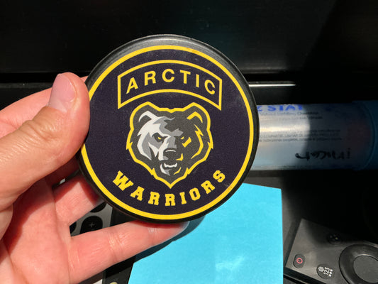 Arctic warriors hockey puck bottle opener