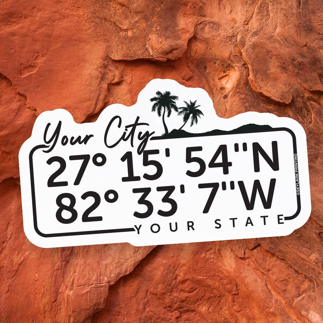 Your Coordinates Souvenir Sticker with your Custom Location
