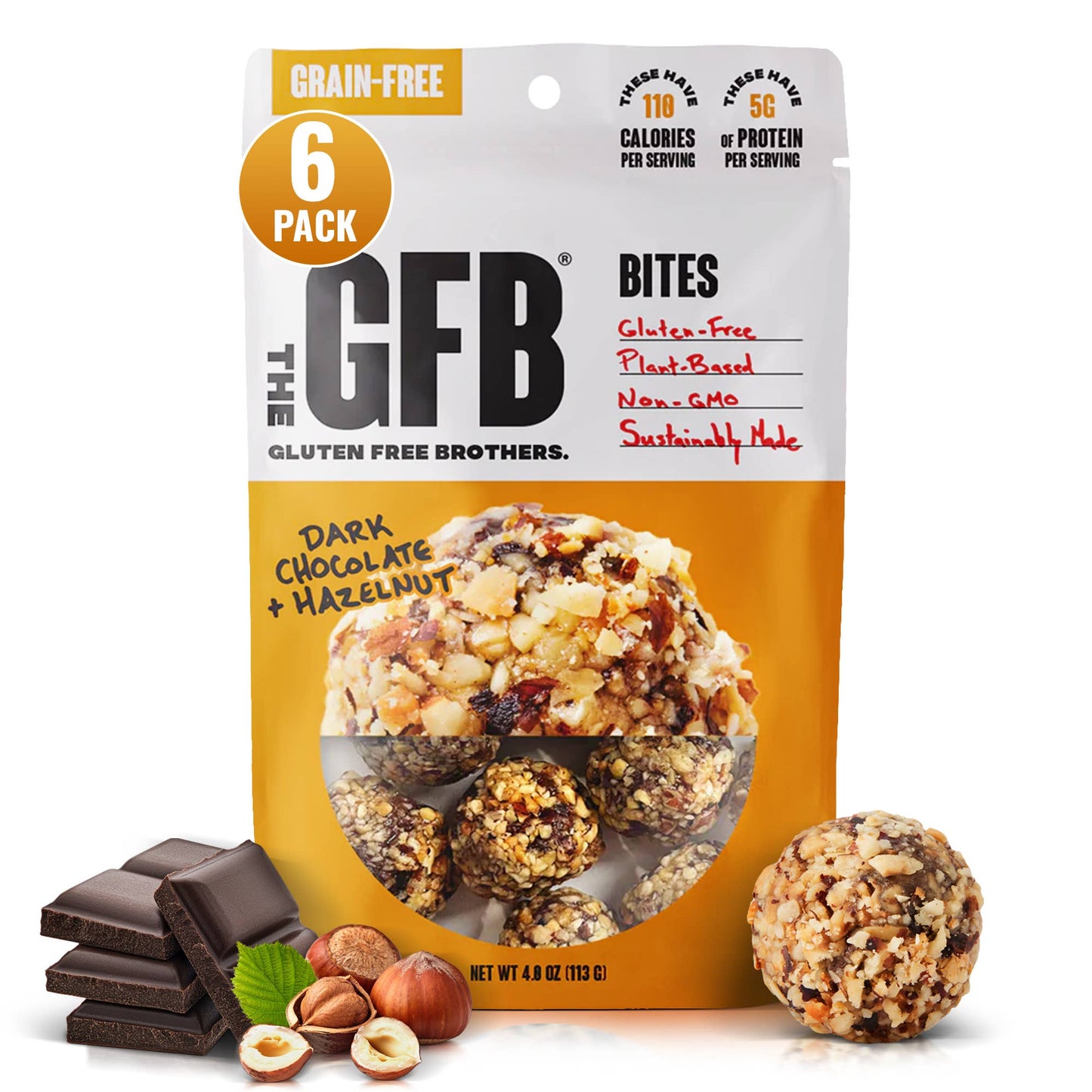 The GFB Dark Chocolate Hazlenut Bites - Grain Free