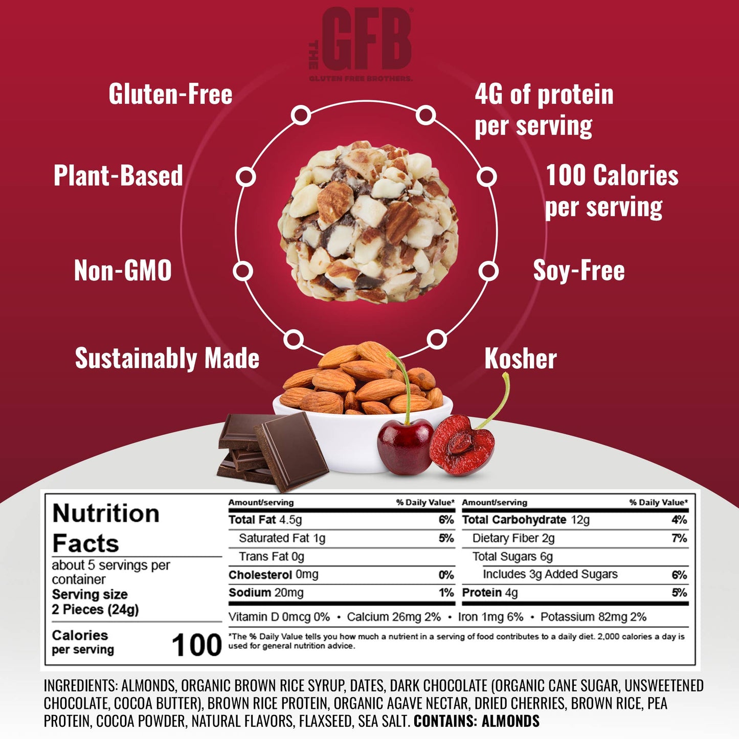 The GFB: Chocolate Cherry Almond Gluten Free Protein Bites
