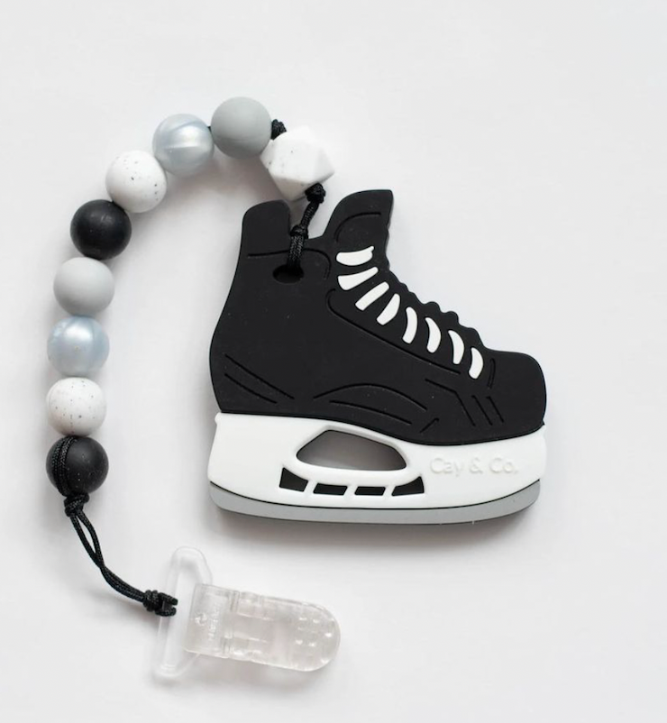 Silicone Hockey Skate Teether With OR W/Out Clip