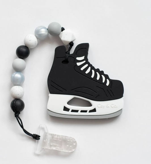 Silicone Hockey Skate Teether With OR W/Out Clip