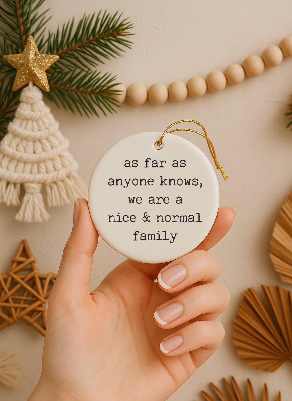 Funny "Nice Normal Family" Christmas Ornament