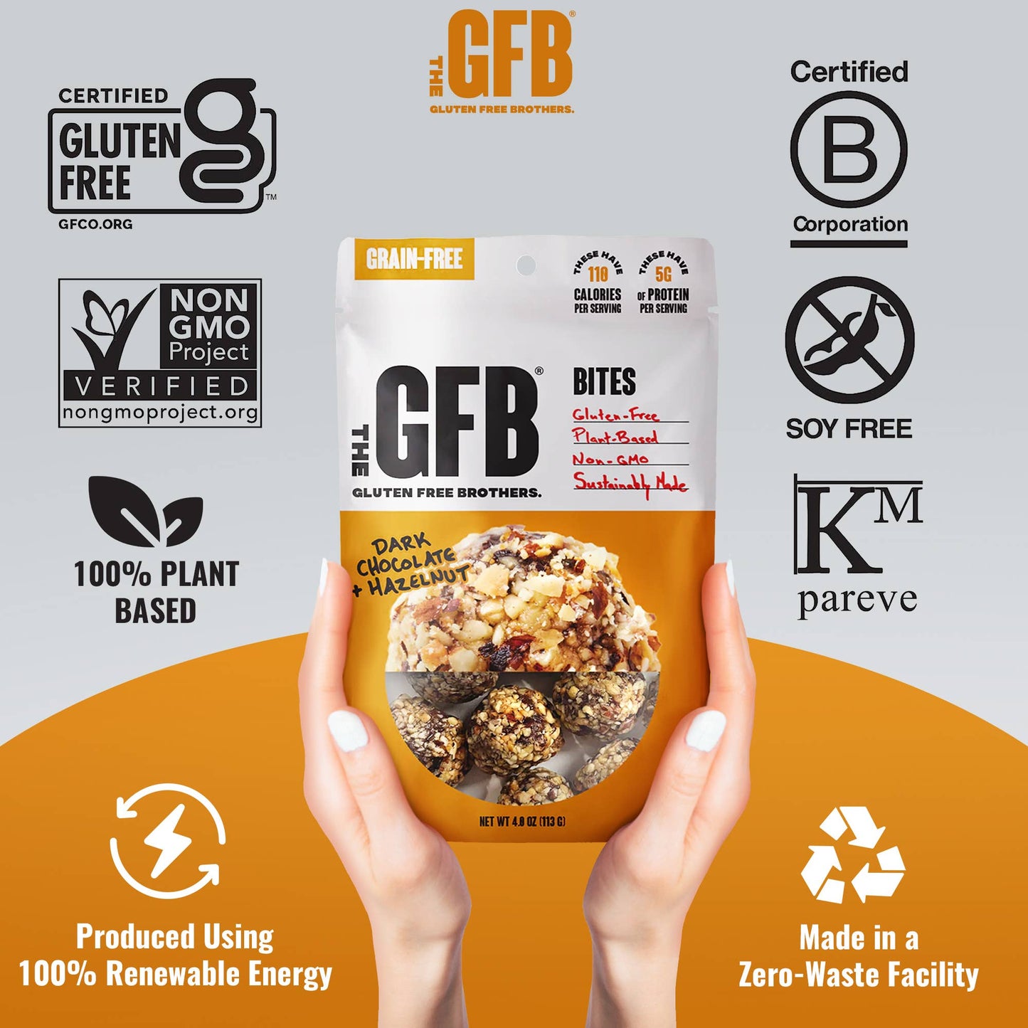 The GFB Dark Chocolate Hazlenut Bites - Grain Free
