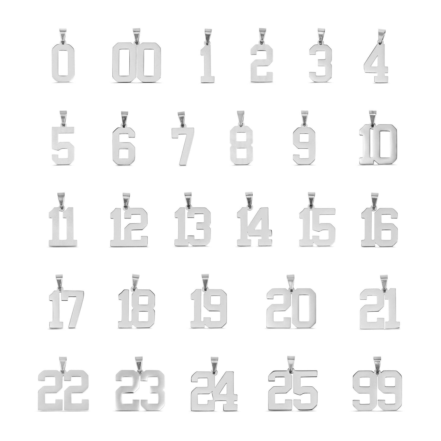 Stainless Steel Sport Number Pendants