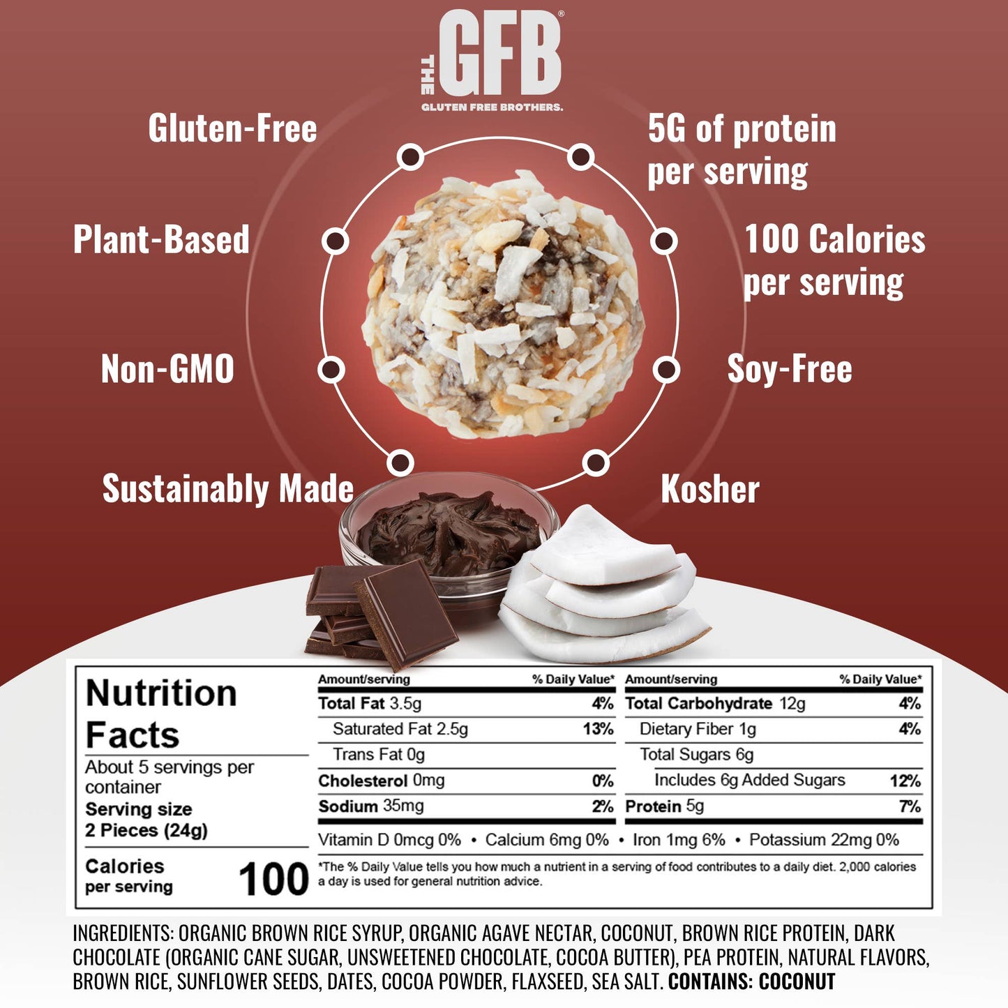 The GFB: Dark Chocolate Coconut Gluten Free Protein Bites