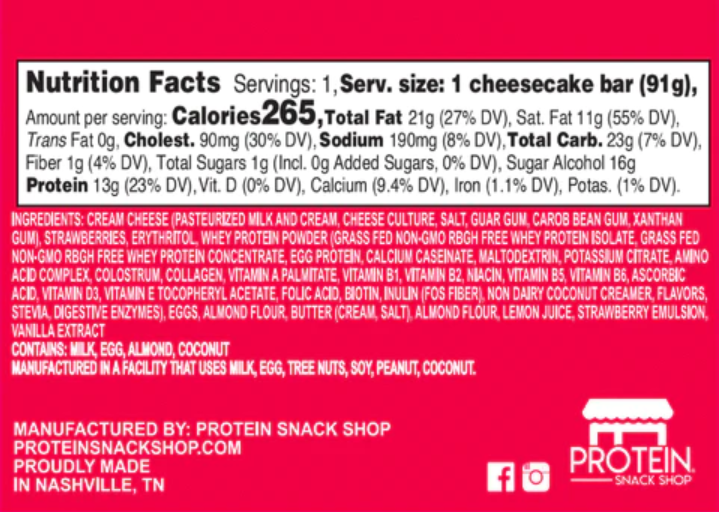 Keto Gourmet Strawberries & Cream Protein Cheesecake