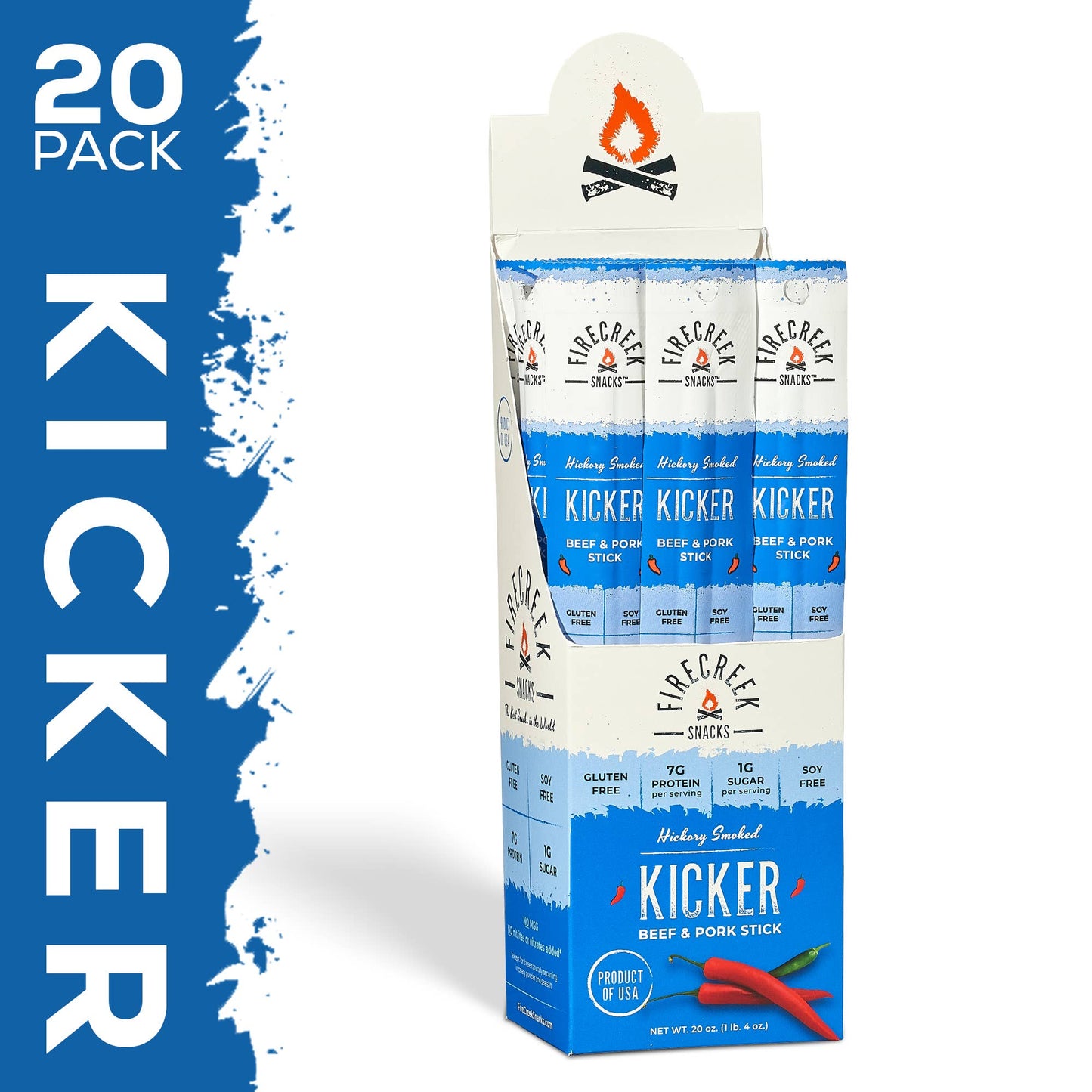 FireCreek Snacks Kicker Spicy Beef & Pork Meat Sticks – 20ct