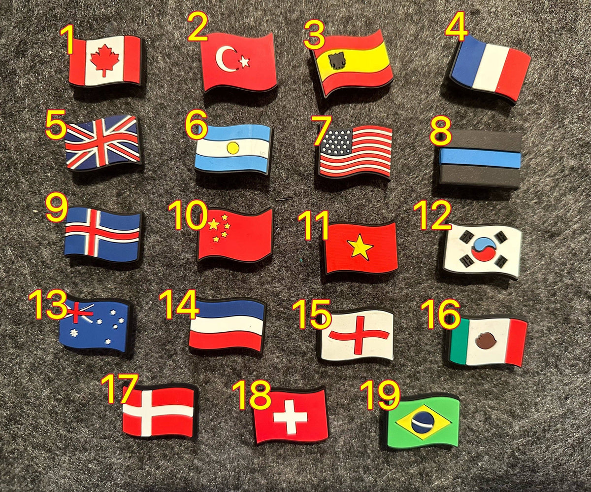 Pick your own Country Flag USA Canada Brazil South Korea China and more Design Shoe Charms Best Quality
