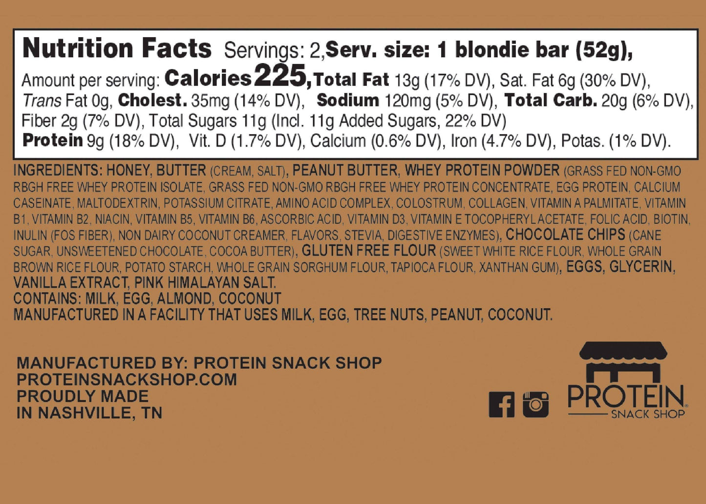 Gourmet Peanut Butter Chocolate Chip Protein Blondie