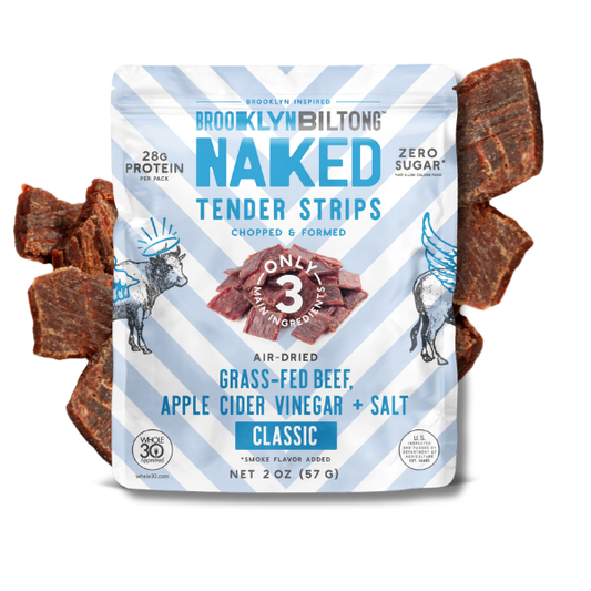 2oz Grass Fed Biltong Naked Tender Strips Air-Dried Jerky