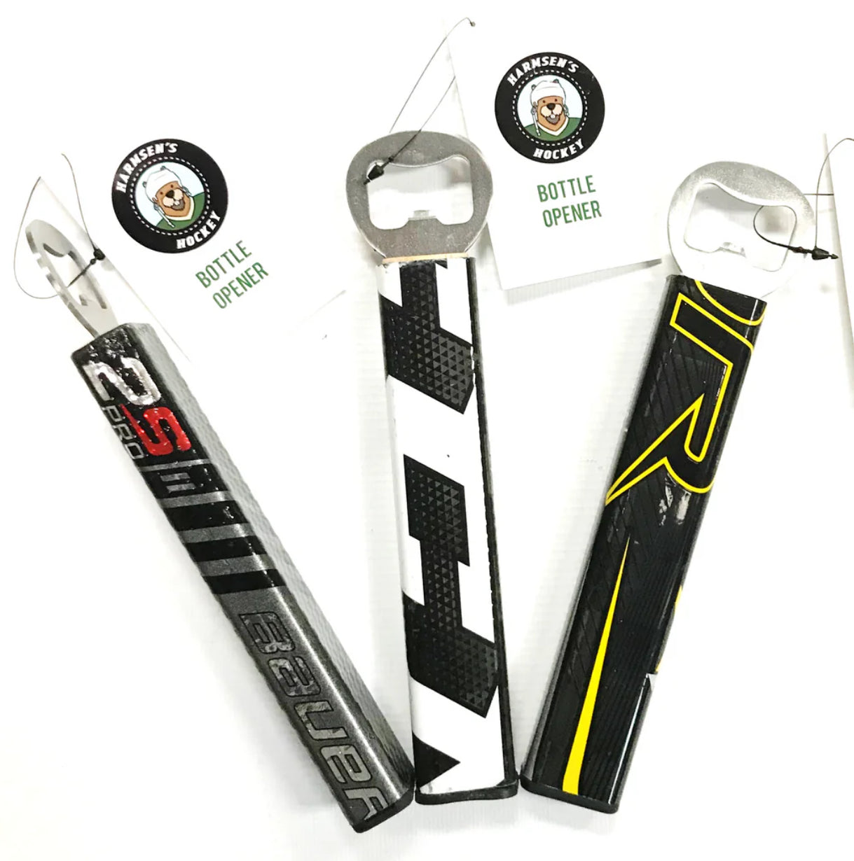 Hockey stick bottle opener