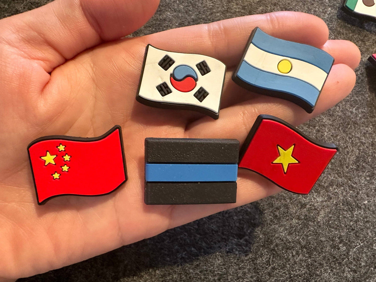Pick your own Country Flag USA Canada Brazil South Korea China and more Design Shoe Charms Best Quality