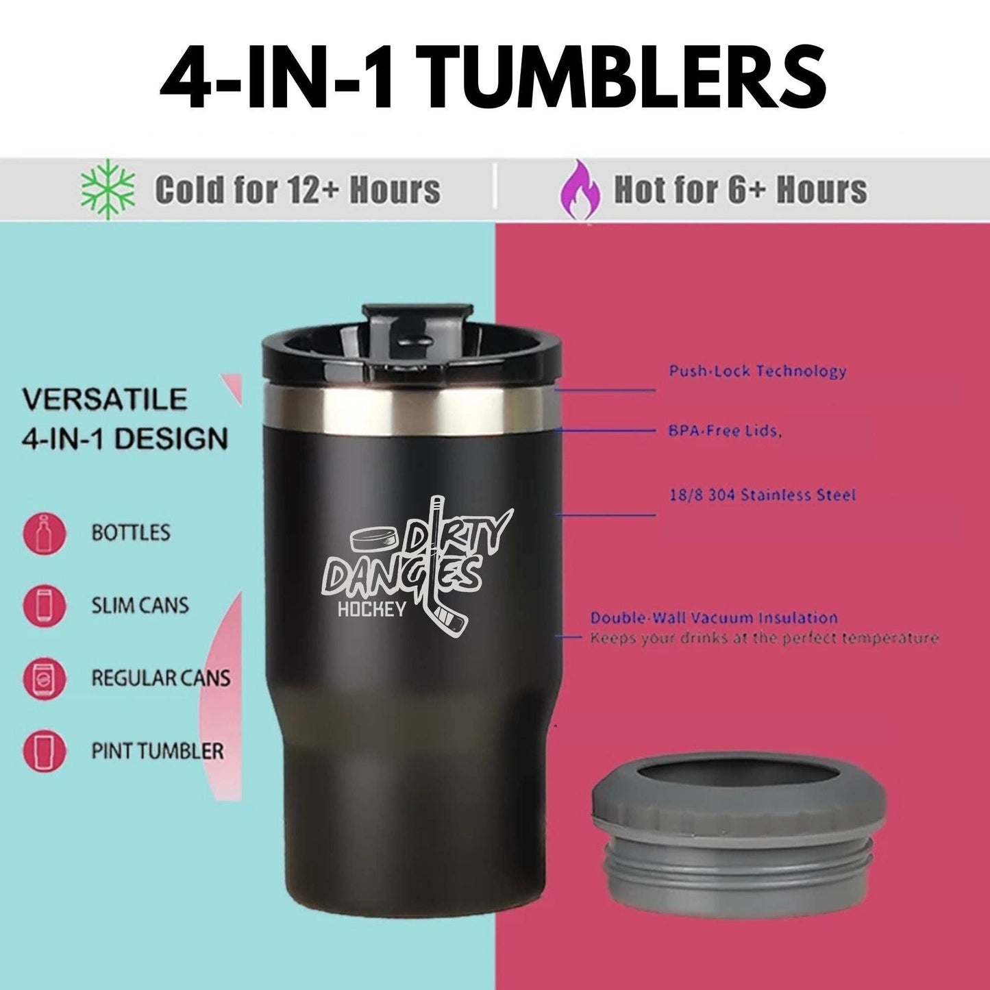 12 oz 4 in 1 Rink Ready Tumbler - Dirty Dangles Hockey