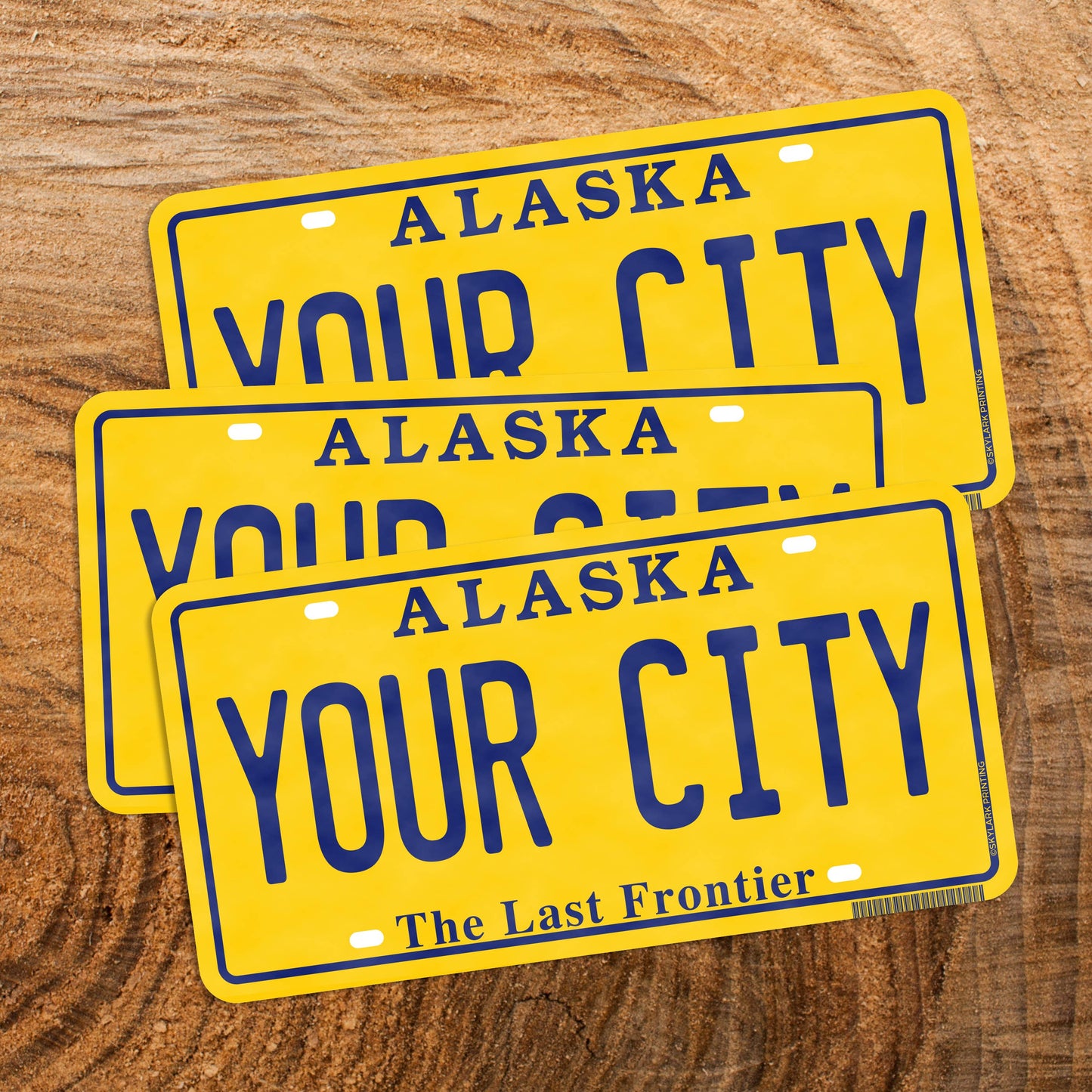 Alaska Yellow Plate Souvenir Sticker with Your City, Text