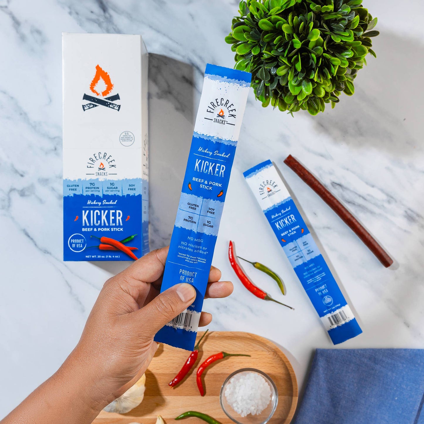 FireCreek Snacks Kicker Spicy Beef & Pork Meat Sticks – 20ct