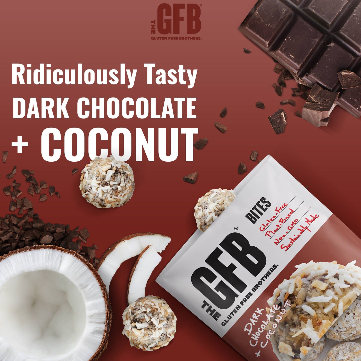 The GFB: Dark Chocolate Coconut Gluten Free Protein Bites