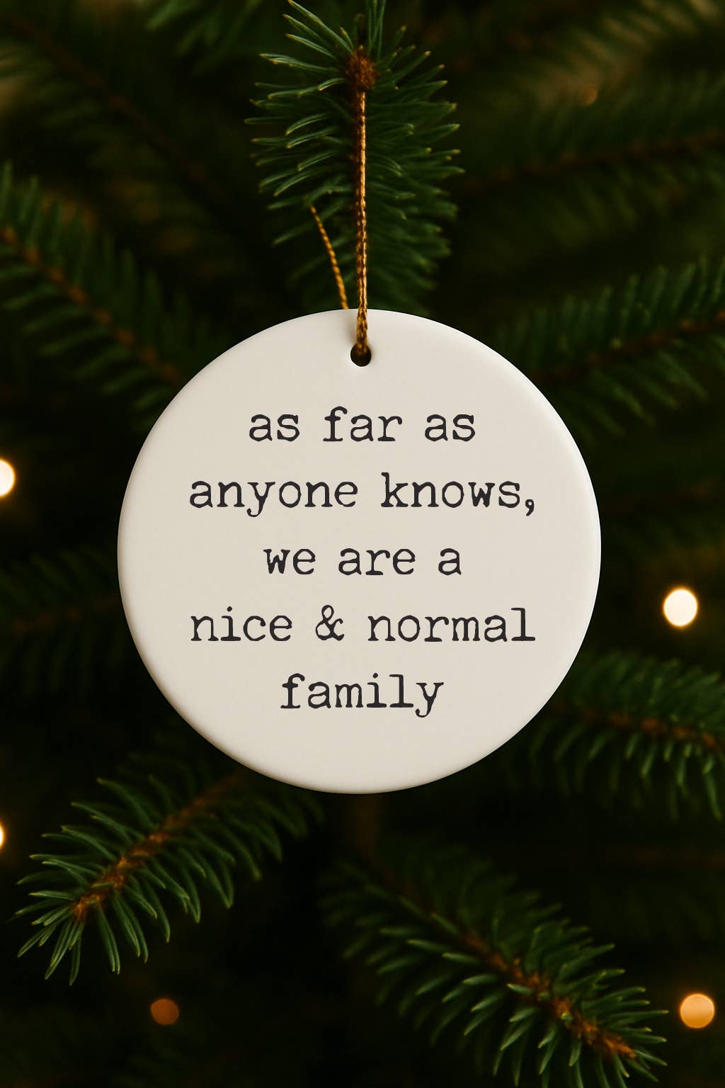 Funny "Nice Normal Family" Christmas Ornament