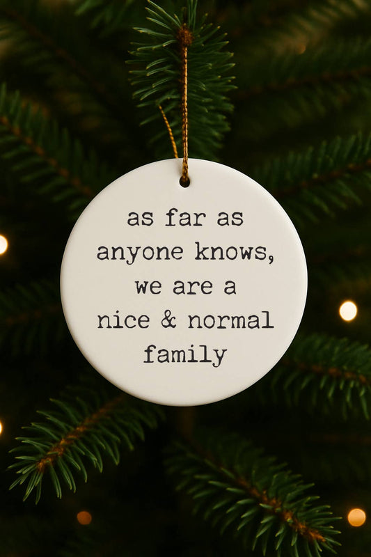 Funny "Nice Normal Family" Christmas Ornament