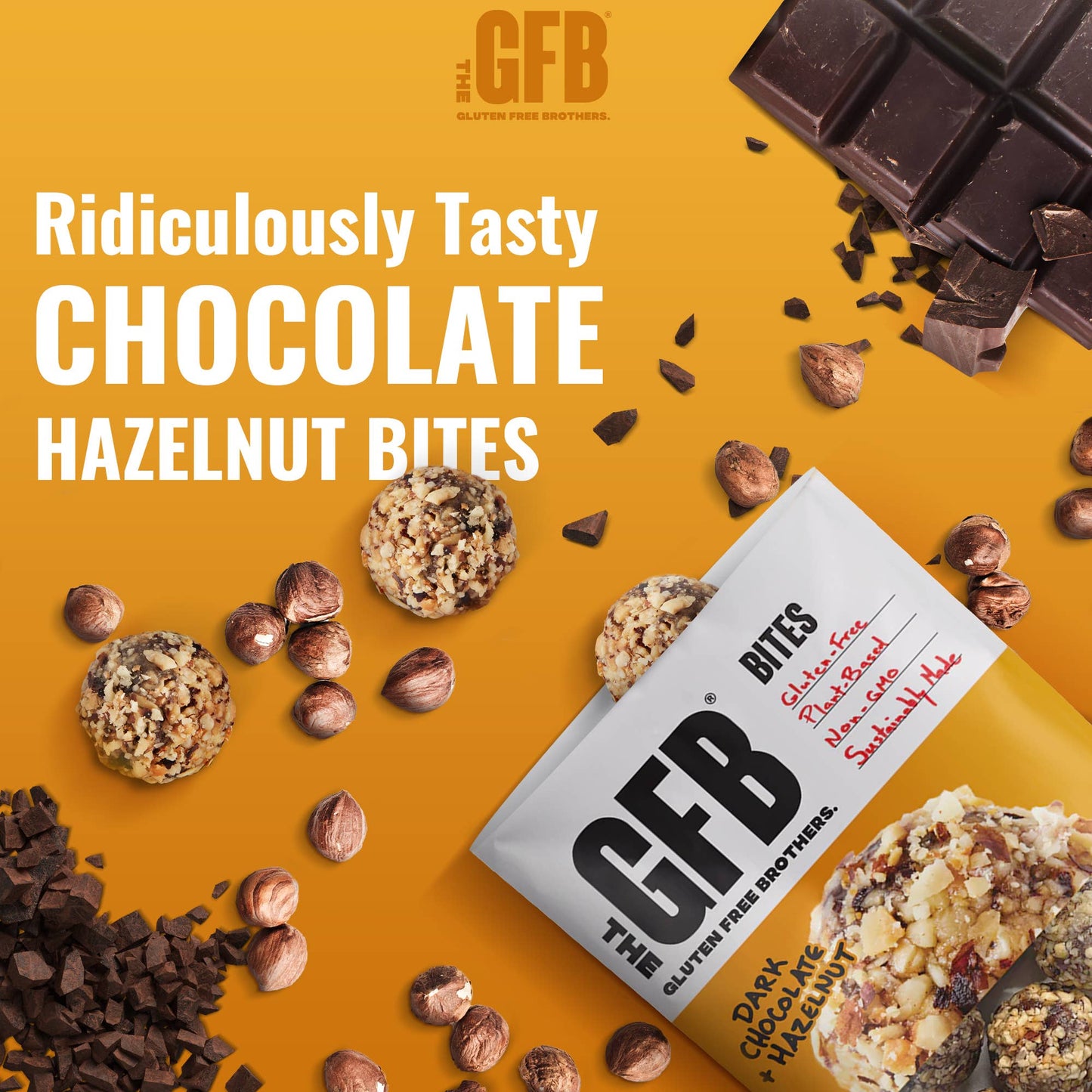 The GFB Dark Chocolate Hazlenut Bites - Grain Free