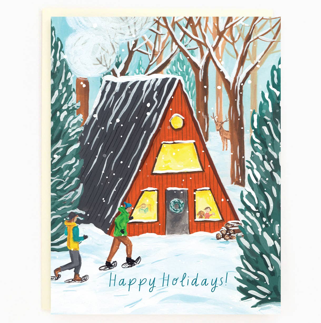 A-Frame Cottage Winter Holiday Card