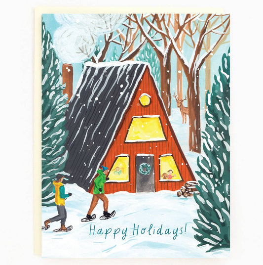 A-Frame Cottage Winter Holiday Card