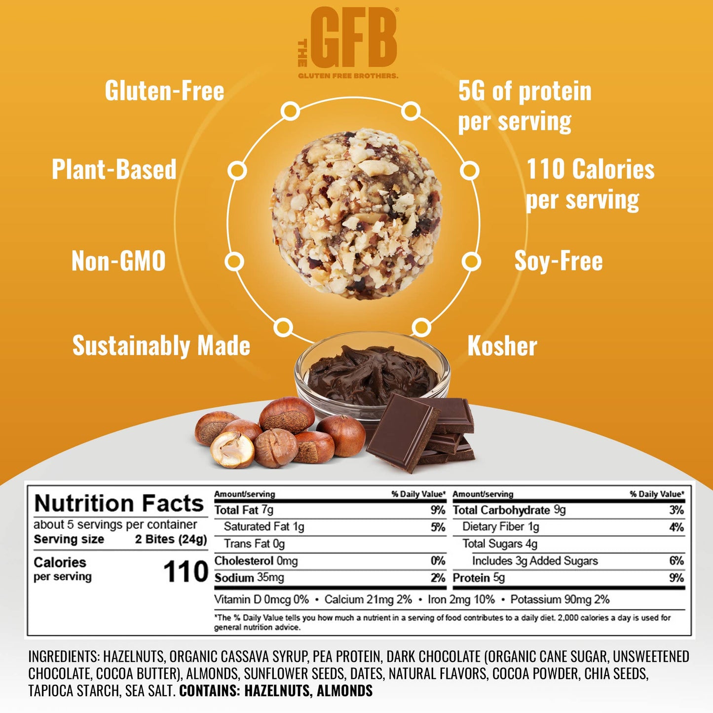 The GFB Dark Chocolate Hazlenut Bites - Grain Free