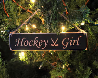 "Hockey Girl" Ornament Painted Pastimes