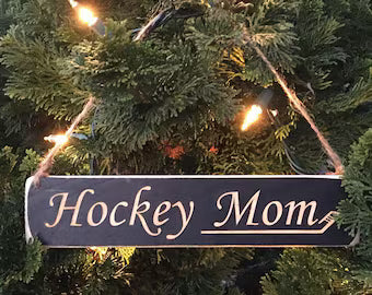 ""Hockey Mom" Ornament Painted Pastimes
